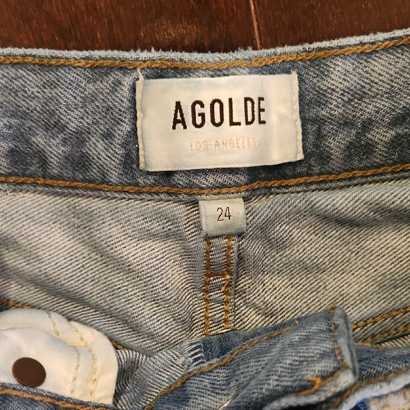 Agolde Blue Wide Leg Cuff Dame Jeans, Size 24 - Picture 2 of 4